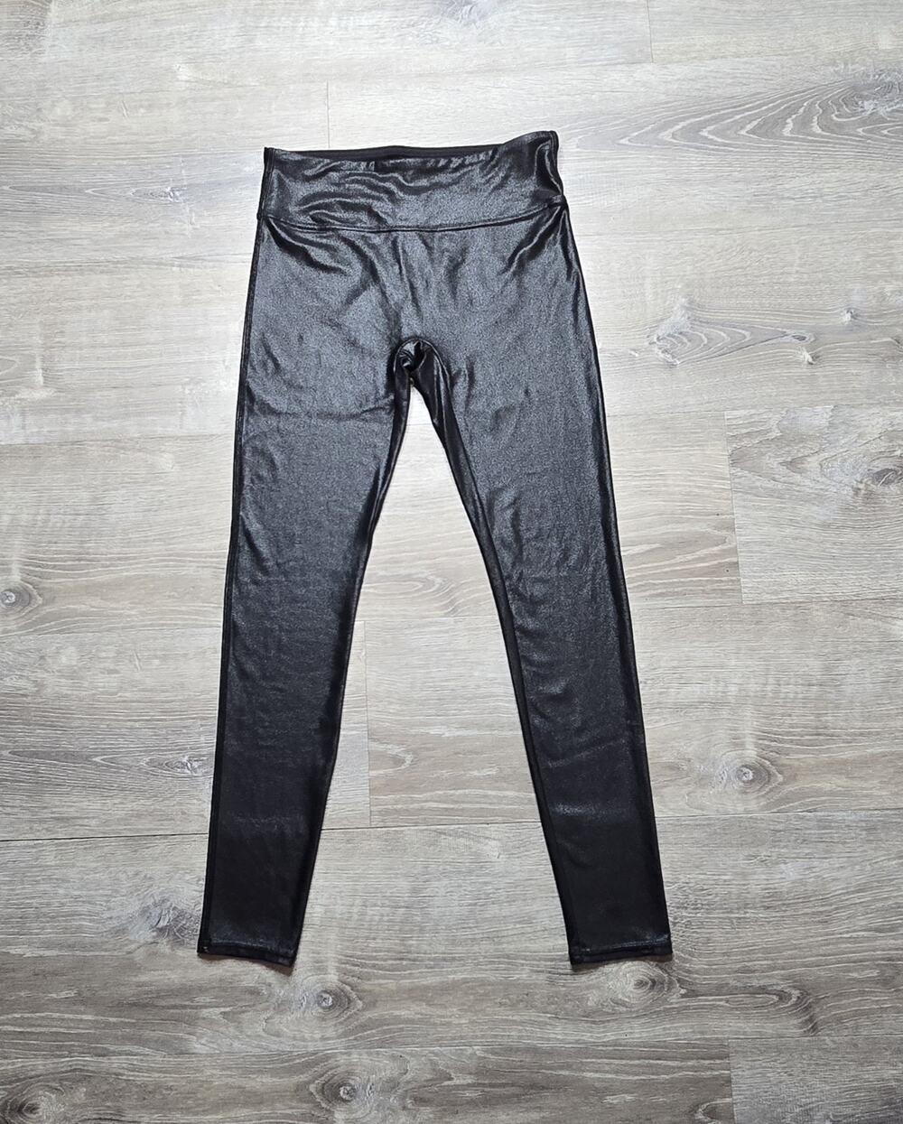 Retro Gong Faux Leather Leggings High Waist Black Stretchy Women’s